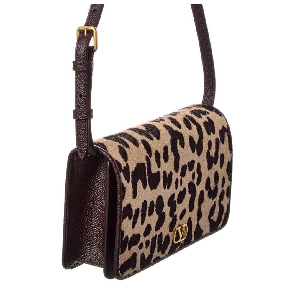 Valentino Vlogo Haircalf & Leather Shoulder Bag, Brown - Picture 3 of 6